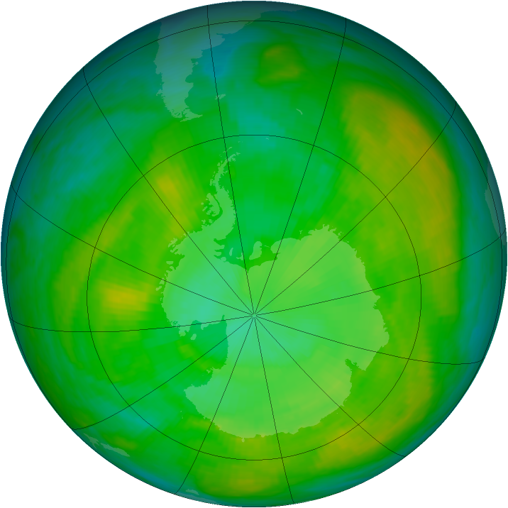 Antarctic ozone map for 14 December 1983